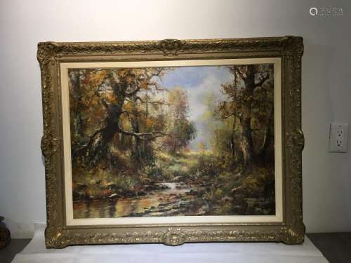 A nice hand painted on canvas landscape painting;