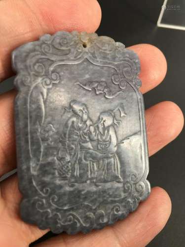 A nice carved purple/grey jade plaque