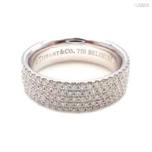 Tiffany & Co. 18k White Gold Diamond 5 Row Metro Ring