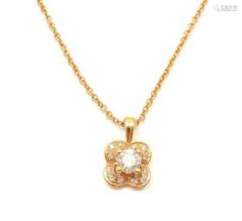 MAUBOUSSIN 18K ROSE GOLD DIAMOND FLOWER PENDANT