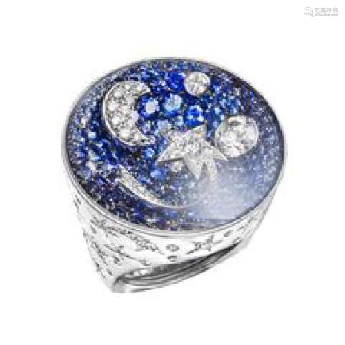 Chanel Comete 18k White Gold Diamond Sapphire Large