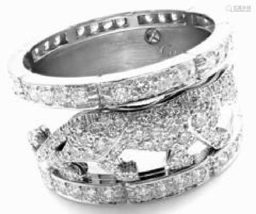 Cartier Walking Panthere Diamond 18k White Gold Band