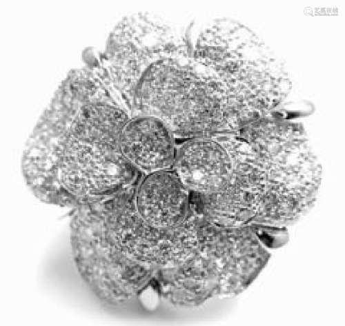 Chanel Camellia FLower 18k White Gold Diamond Large