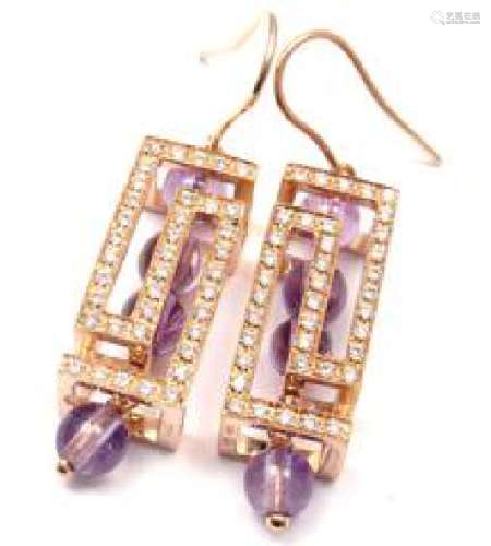 VERSACE FEDRA 18K ROSE GOLD DIAMOND AMETHYST EARRINGS