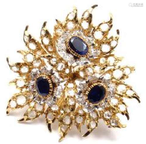 Buccellati 18k Yellow Gold 6ct Diamond Sapphire Large