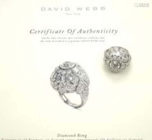 David Webb Platinum 8ctw Diamond Large Bombe Ring