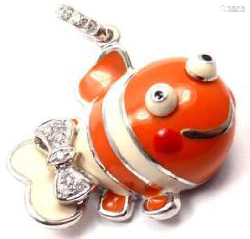 Aaron Basha 18k White Gold Diamond Clown Fish Charm