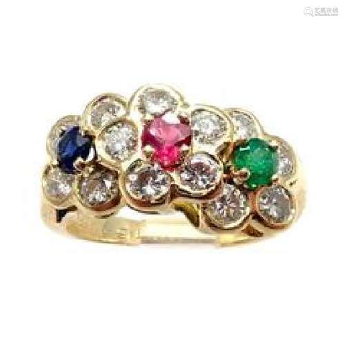 Van Cleef & Arpels VCA 18k Yellow Gold Ruby Emerald