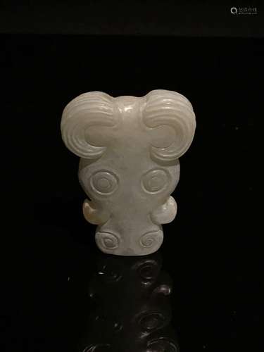 Chinese Han Jade Sheep Head Pendant