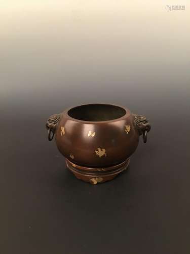 Bronze Censer Cover With Spotted Gold