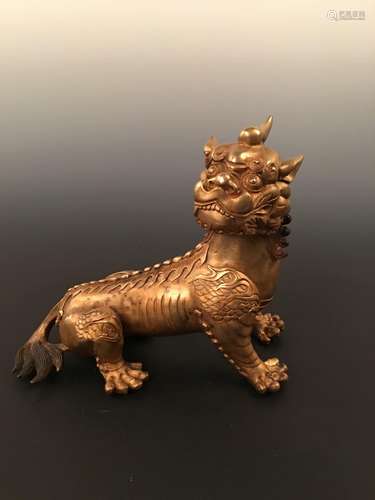 Fine Chinese Gilt Bronze Beast