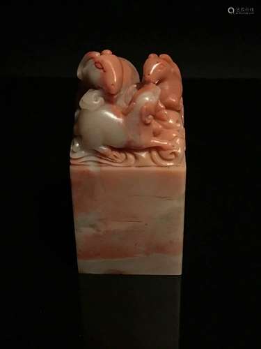 Chinese Shoushang Stone Three Goats Seal