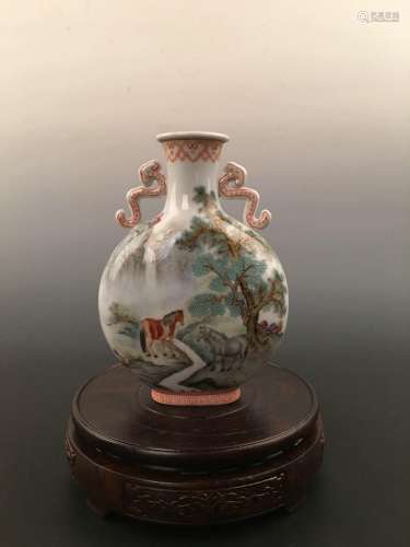 Chinese Famille Rose  Moon Flask