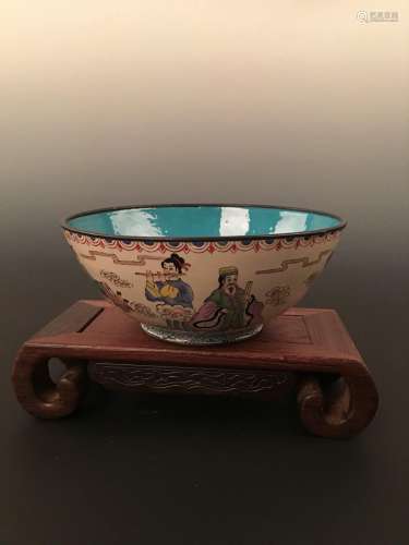 Chinese Enamel Bowl of Immortals