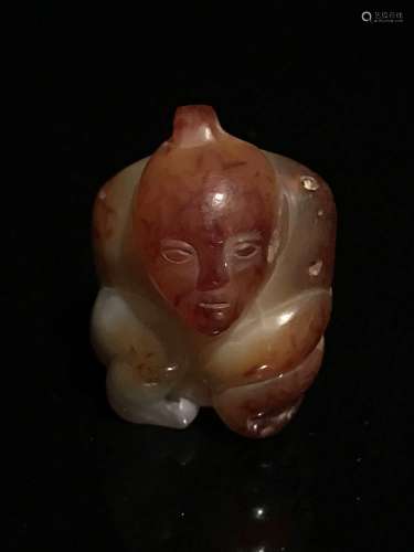 Chinese Agate Jade Man in Prayer