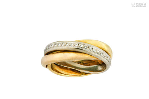 A diamond-set triple band ring, retailed by Boodle & Dunthorne, 1995