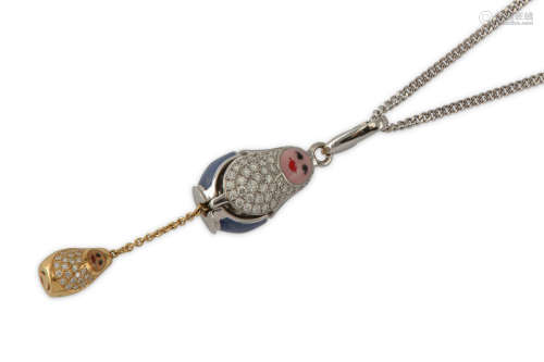 An enamel and diamond charm / pendant, by Fabergé