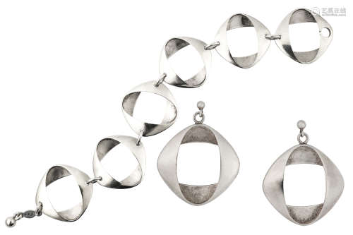 A bracelet and earrings suite, by Henning Koppel for Georg Jensen