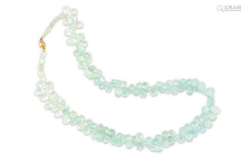 An aquamarine bead necklace
