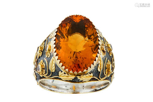 A citrine and diamond dress ring