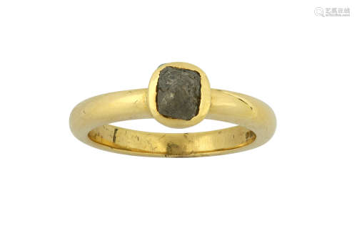 A gold and diamond single-stone ring
