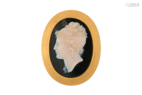A 19th century onyx cameo brooch