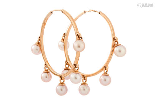 A pair of cultured pearl hoop earrings, by Dior