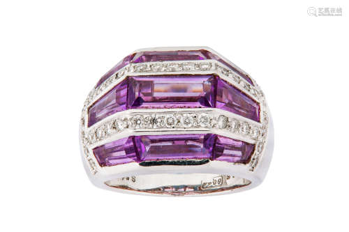 A diamond and amethyst dress ring