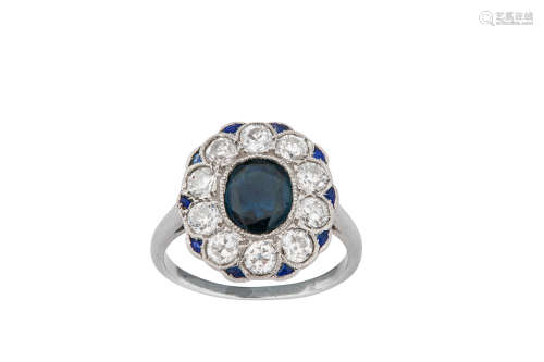 A sapphire and diamond ring, circa 1930