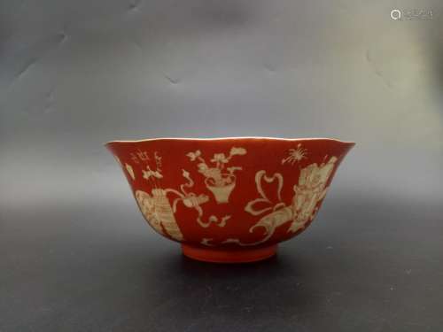 An Iron Red Ground Bowl Daoguang Period