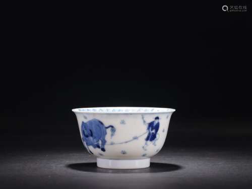 Blue and White Cattle Herder Bowl