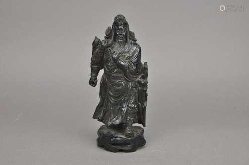 A Carved Zitan Pterocarpus Guan Yu Figure