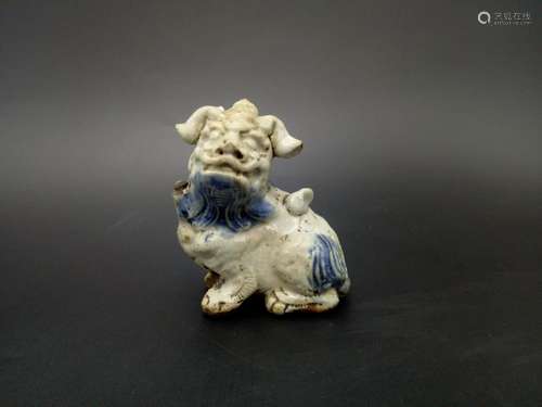 A Blue and White Foo Dog Water Droplet Ming Dynasty