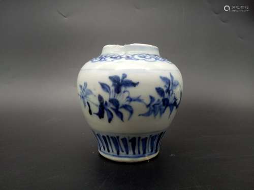 A Blue and White Floral Jar Ming Dynasty