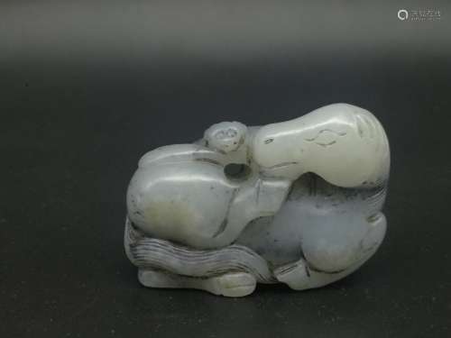 A Carved Monkey and Horse Figure Qing Dynasty