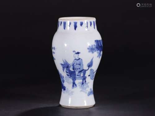 A Blue and White Figural Vase Jar