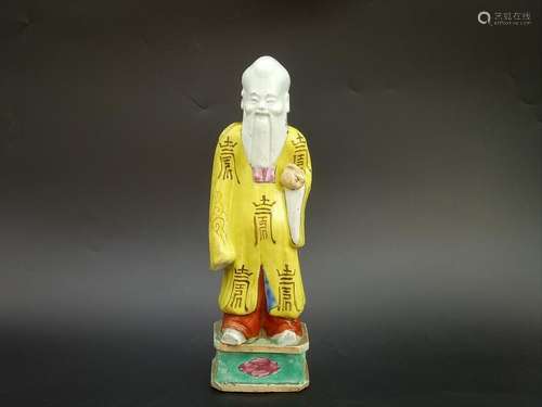 A Famille Rose Figure of Longevity Immortal Qing