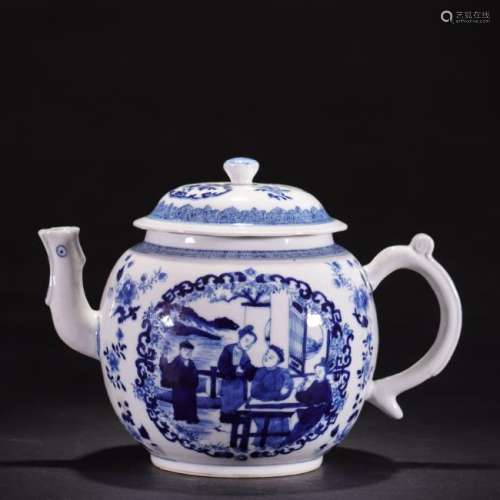 A Blue and White Figural Teapot