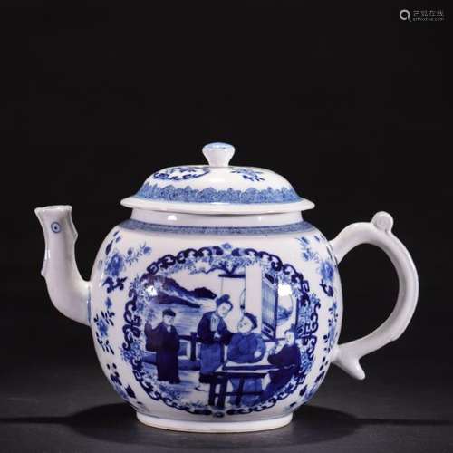 A Blue and White Figural Teapot