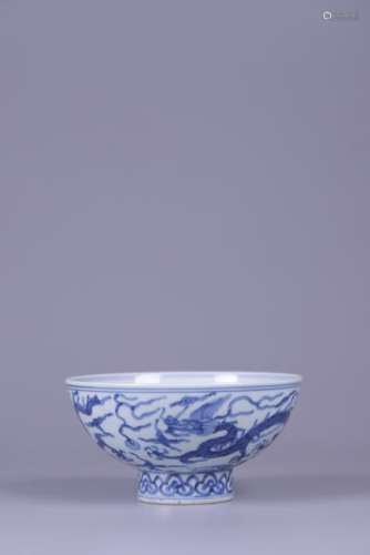 A Blue and White Dragon Bowl Jiajing Mark