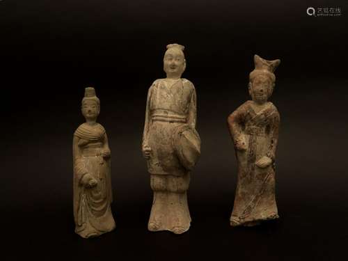 A Group of Three Terracotta Figures Tang Dynasty