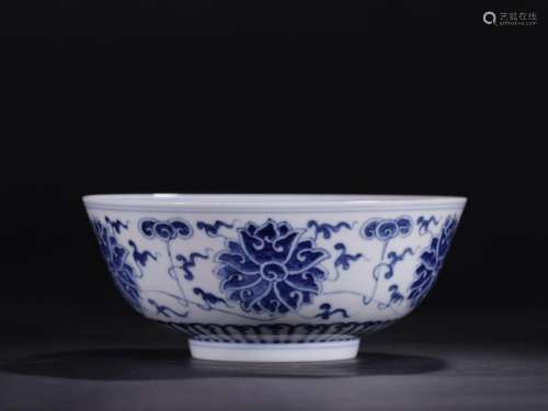 A Blue and White Inter-Locking Lotus Bowl Guangxu Mark