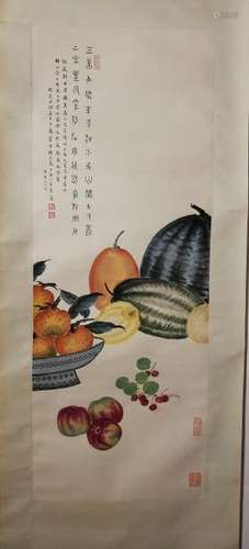 A Color of Fruit on Paper by Ding Fuzhi 1879 - 1949