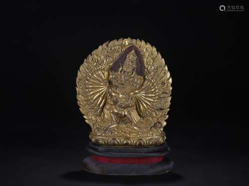 A Gilt Bronze Yamantaka Figure Qianlong Mark