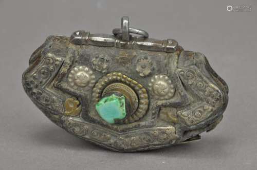 A Tibetan Money Purse with Turquoise