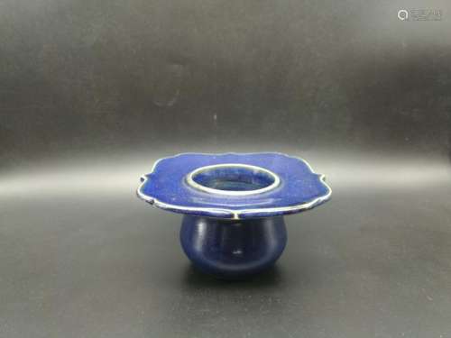 A Blue Glazed Tea Cup Caddy Stand Qing Dynasty
