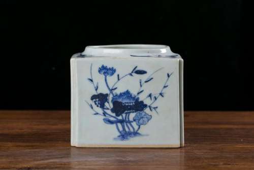 A Blue and White Four Seasons Brush Pot