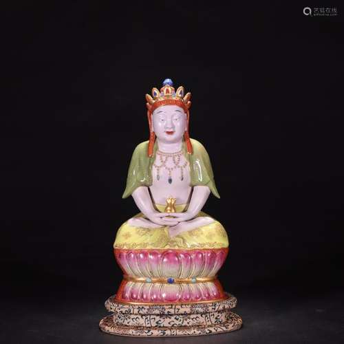 A Important Famille Rose Bodhisattva Figure