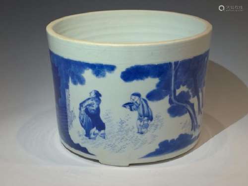 A Blue and White Figural Tripod Censer Ming Dynasty