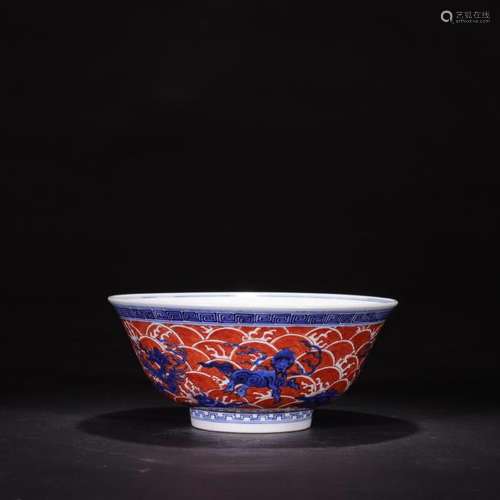 A Blue and White Iron Red Bowl Daoguang Period